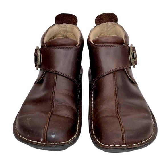 Alegria Caiti Gravy Pull Up Brown Leather Ankle Boots - Picture 6 of 16